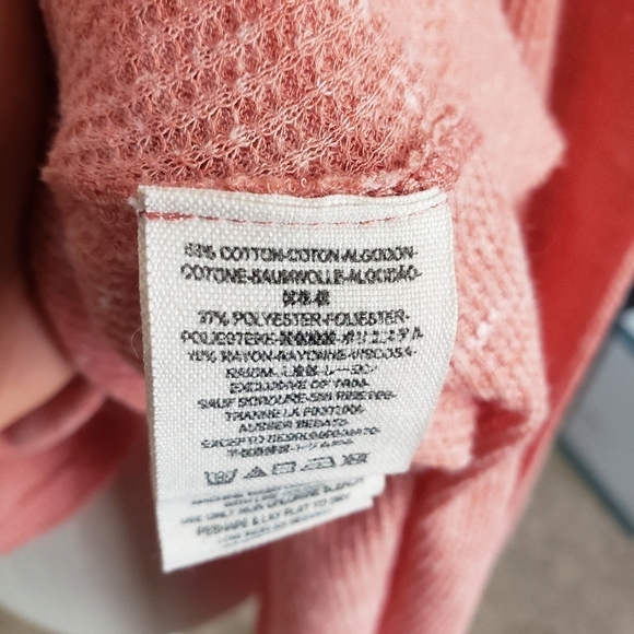 WE THE FREE Drippy Wonder Woman Waffle Knit Thermal Tunic Sz XS Orange/Peach - Picture 7 of 8